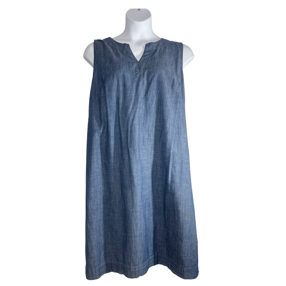 Talbots Sz: 16W 100% Cotton Denim Look Sleeveless Casual Dress